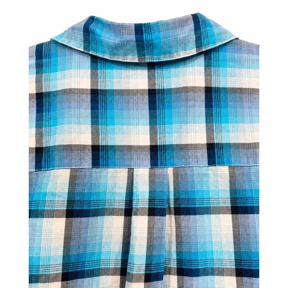 Patagonia Fezzman Men’s Small Blue Plaid Organic Cotton Camp Short Sleeve‎ Shirt